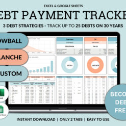 Debt Tracker Payment Debt Snowball Excel Debt Avalanche Calculator for Google Sheet Student Loan Mortgage House Payment Credit Card Payoff