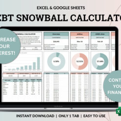 Debt Snowball Spreadsheet Google Sheet Excel Debt Payoff Tracker Debt Snowball Calculator Student Loan Payoff House Debt Payoff Credit Cards