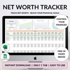 Net Worth Tracker Spreadsheet Template Google Sheets Excel Annual Net Worth Dashboard Personal Finance Assets Liabilities Template Planner