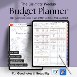 Budget Planner 2025 2026 for iPad Weekly Budget Monthly Paycheck Finance Tracker Goodnotes Planner Notability Android Hyperlinked Planner